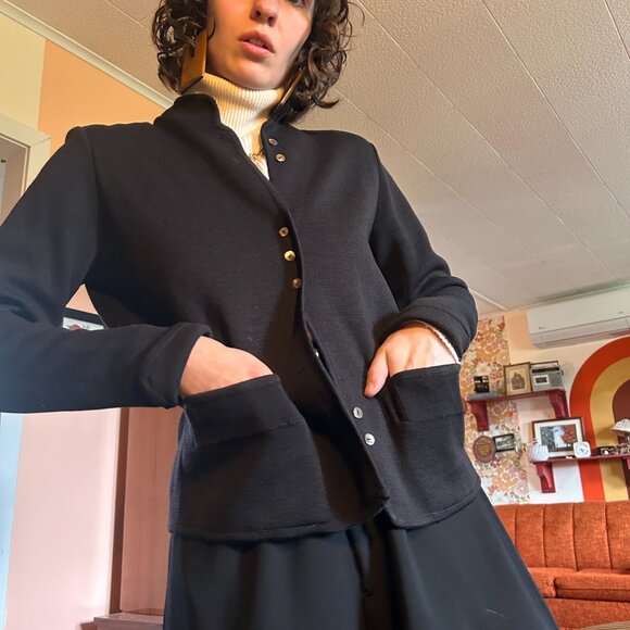 1950s Pure virgin wool Brigus Knitting Mills black fully-fashioned blazer! - Picture 2 of 16